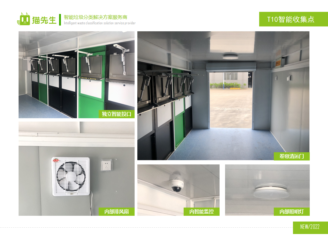 貓先生智能垃圾分類房，定時定點垃圾收集站 ，垃圾房內(nèi)部配置